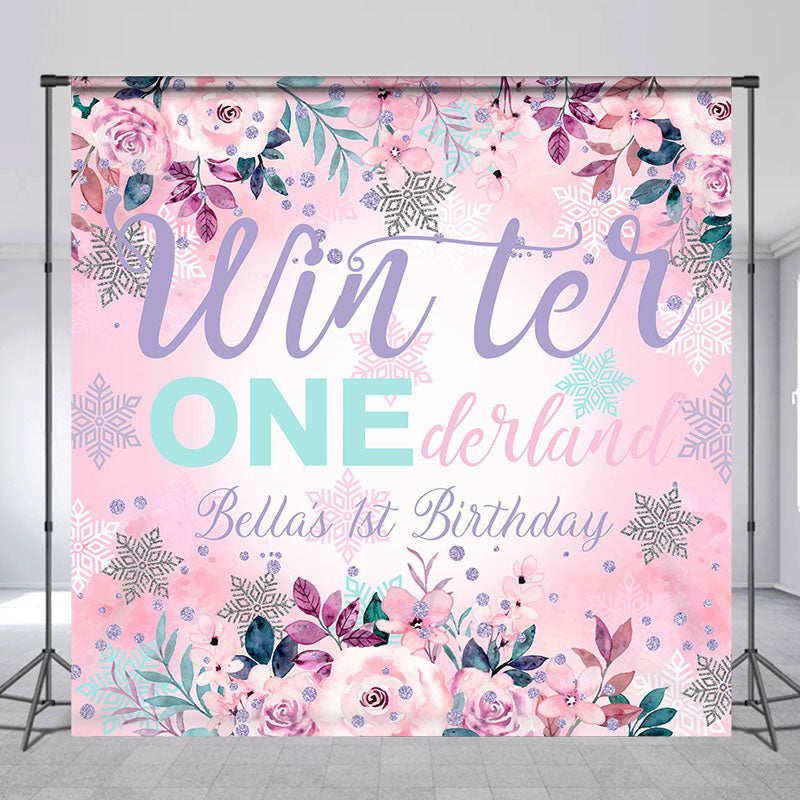 Lofaris Winter Onederland Custom Name 1St Birthday Backdrop