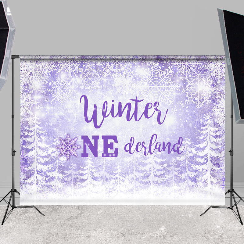 Lofaris Winter Onederland Purple Snowflake Birthday Backdrops