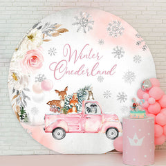 Lofaris Winter Onederland Truck Round 1st Birthday Backdrop