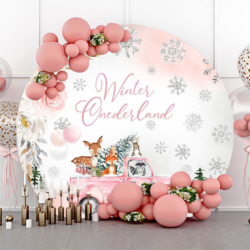 Lofaris Winter Onederland Truck Round 1st Birthday Backdrop