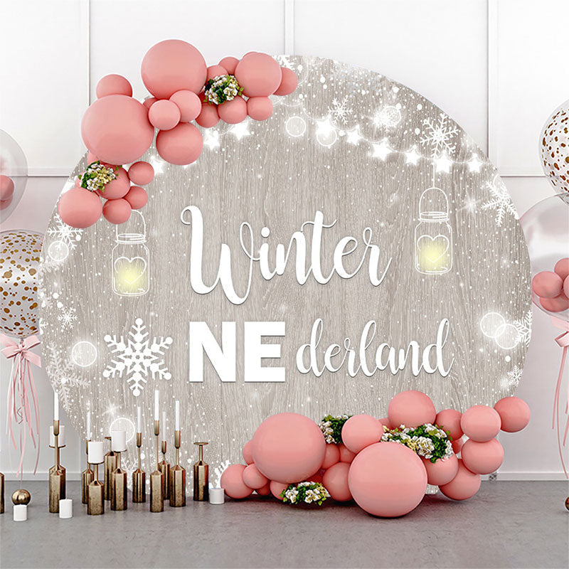 Lofaris Winter Onederland Wooden Round 1st Birthday Backdrop