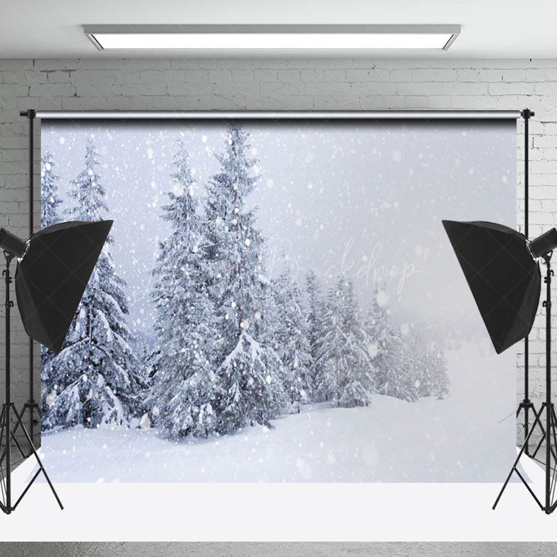 Lofaris Winter Pine Tree Snowy Natural Landscape Backdrop