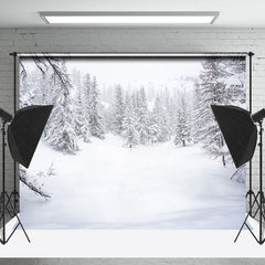 Lofaris Winter Pines And White Sky Photography Backdrop