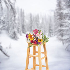 Lofaris Winter Pines And White Sky Photography Backdrop