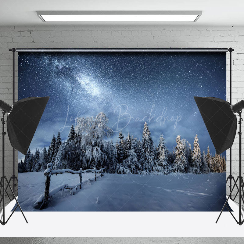 Lofaris Winter Pines Under Milky Way Photography Backdrop