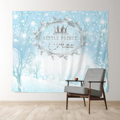 Lofaris Winter Prince Snowflakes Custom Baby Shower backdrop