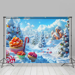 Lofaris Winter Snow Field Candyland Merry Christmas Backdrop