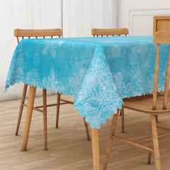 Lofaris Winter Snowflake Blue Rectangle Tablecloth for Cafe