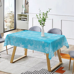 Lofaris Winter Snowflake Blue Rectangle Tablecloth for Cafe