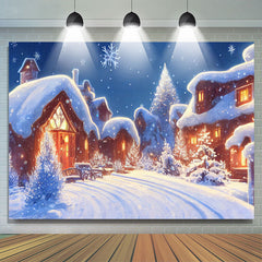 Lofaris Winter Snowflake Quiet Village Christmas Backdrop