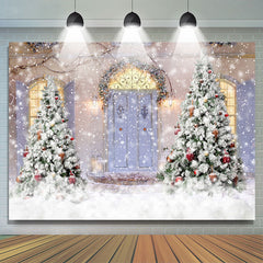 Lofaris Winter Snowflakes Outdoor Christmas Tree Backdrop