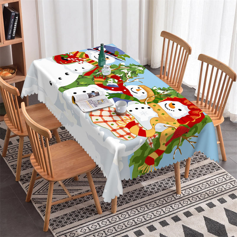 Lofaris Winter Snowman Pinaster Christmas Party Tablecloth