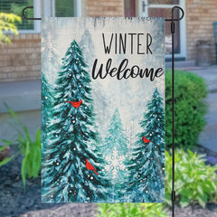 Lofaris Winter Welcome Snowy Forest Christmas Garden Flag