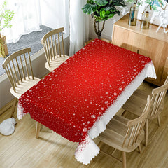 Lofaris Winter White Sonw Red Christmas Tablecloth For Decor