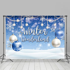 Lofaris Winter Wonderland Blue And Sliver Bauble Backdrop