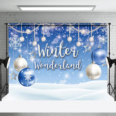 Lofaris Winter Wonderland Blue And Sliver Bauble Backdrop