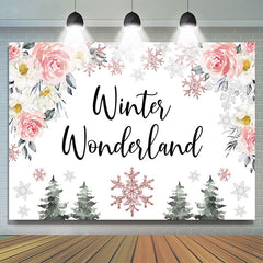 Lofaris Winter Wonderland Floral Snowflake Pine Backdrop