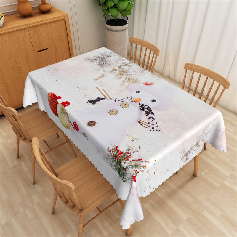 Lofaris Winter Wonderland Snowman Bokeh Christmas Tablecloth