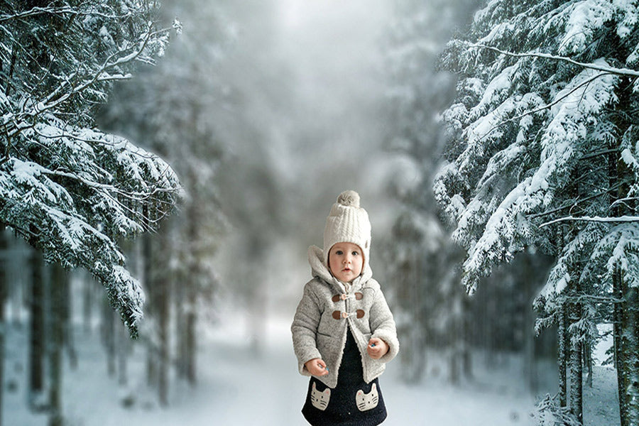 Lofaris Winter Wonderland Snowy Trees Holiday Portrait Backdrop