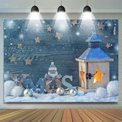 Lofaris Winter Wood Snowman Star Photo Christmas Backdrop