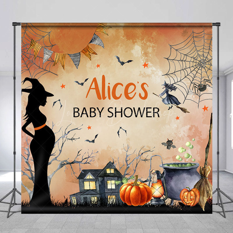 Lofaris Witch Custom Name Halloween Baby Shower Backdrop