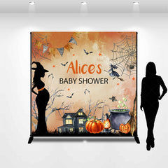 Lofaris Witch Custom Name Halloween Baby Shower Backdrop