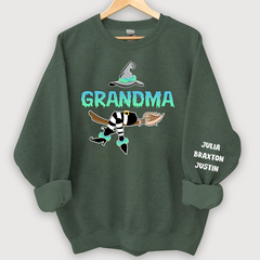 Lofaris Customized Witch Grandma Halloween Sweatshirt with Grandkids Names CL11