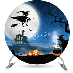 Lofaris Witch Moon Night Castle Round Halloween Backdrop