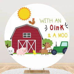 Lofaris With An Oink A Moo Cute Farm Animals Round Backdrop