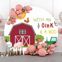 Lofaris With An Oink A Moo Cute Farm Animals Round Backdrop