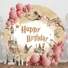 Lofaris Wizard Magic World Round Happy Birthday Backdrop