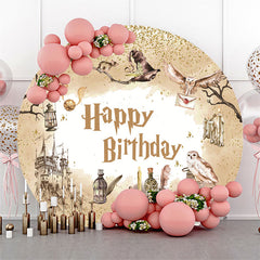 Lofaris Wizard Magic World Round Happy Birthday Backdrop