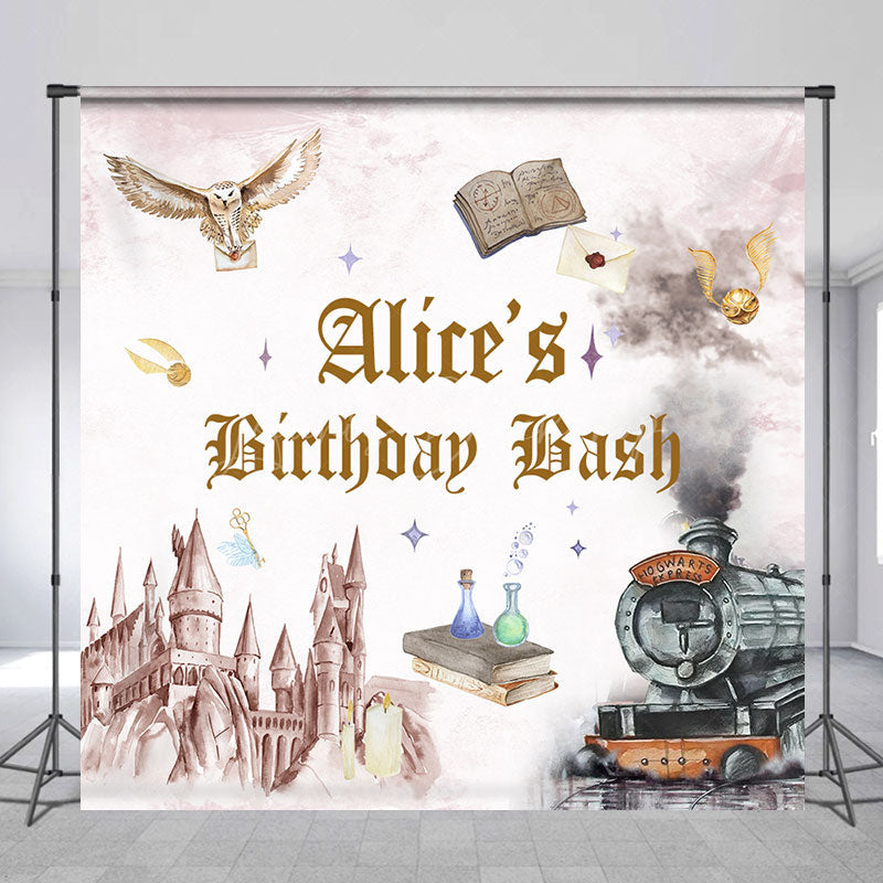 Lofaris Wizard World Castle Custom Name Birthday Backdrop