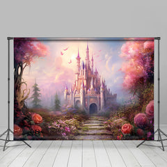 Lofaris Wonderland Castle Bright Flowers Spring Backdrop