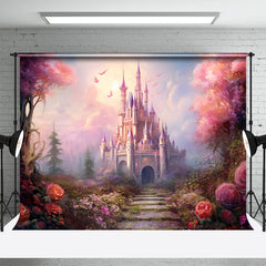 Lofaris Wonderland Castle Bright Flowers Spring Backdrop