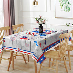 Lofaris Wood American Flag Dwarf Independence Day Tablecloth