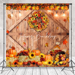 Lofaris Wood Barn Door Bumper Harvest Thanksgiving Backdrop