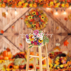 Lofaris Wood Barn Door Bumper Harvest Thanksgiving Backdrop