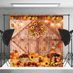 Lofaris Wood Barn Door Bumper Harvest Thanksgiving Backdrop