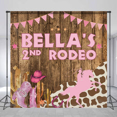 Lofaris Wood Cowgirl Rodeo Custom Name 2nd Birthday Backdrop