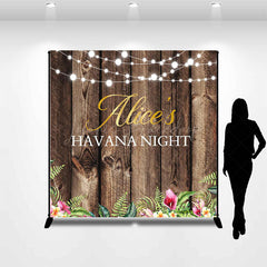 Lofaris Wood Floral Light Custom Name Havana Night Backdrop