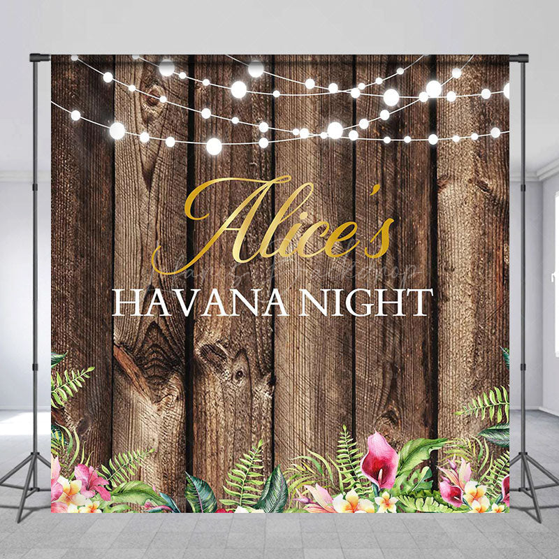 Lofaris Wood Floral Light Custom Name Havana Night Backdrop