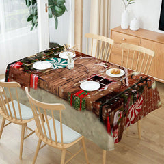 Lofaris Wood House Brick Wall Snowy Christmas Tablecloth