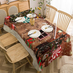 Lofaris Wood House Brick Wall Snowy Christmas Tablecloth