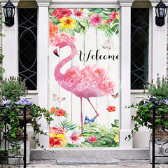 Lofaris Wood Pink Flamingo Welcome Home Party Door Cover