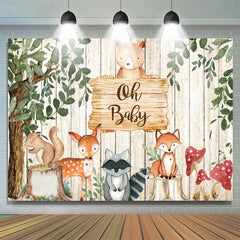 Lofaris Wood Sign Animals Tree Leaves Baby Shower Backdrop