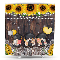 Lofaris Wood Sunflower Balloon Light Dwarf Shower Curtain