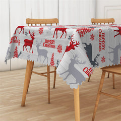 Lofaris Wood Texture Xmas Tree Reindeer Christmas Tablecloth