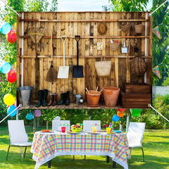 Lofaris Wood Wall Agricultural Tool Architecture Backdrops