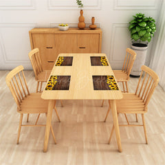 Lofaris Wood Wall Sunflowers Retro Dining Set Of 4 Placemats